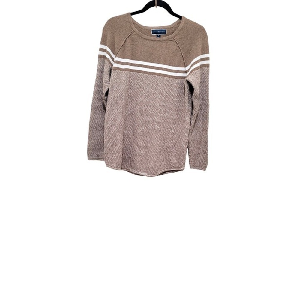 Karen Scott Womens Beige & White Striped Sweater Size S